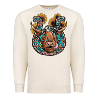 Sandshell highland cow horseshoe Premium Sweatshirt - JahusDesignShop