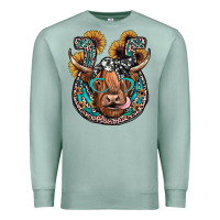 Seafoam highland cow horseshoe Premium Sweatshirt - JahusDesignShop