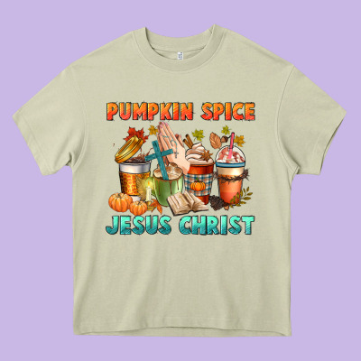 Pumpkin Spice And Jesus Christ Heavy Core Tee Designed By Cowgirlartshop