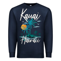 Navy family vacation retro sunset hawaii kauai t shirt Premium Sweatshirt - linhVisuals
