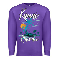 Purple family vacation retro sunset hawaii kauai t shirt Premium Sweatshirt - linhVisuals