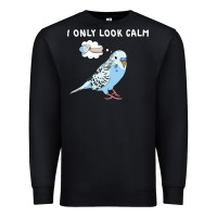 Black parakeet bird biting finger funny i only look calm Premium Sweatshirt - linhVisuals