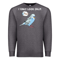 Charcoal Heather parakeet bird biting finger funny i only look calm Premium Sweatshirt - linhVisuals