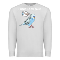 Dove Grey parakeet bird biting finger funny i only look calm Premium Sweatshirt - linhVisuals