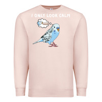 Pale Pink parakeet bird biting finger funny i only look calm Premium Sweatshirt - linhVisuals