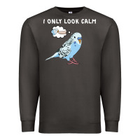 Smoke parakeet bird biting finger funny i only look calm Premium Sweatshirt - linhVisuals
