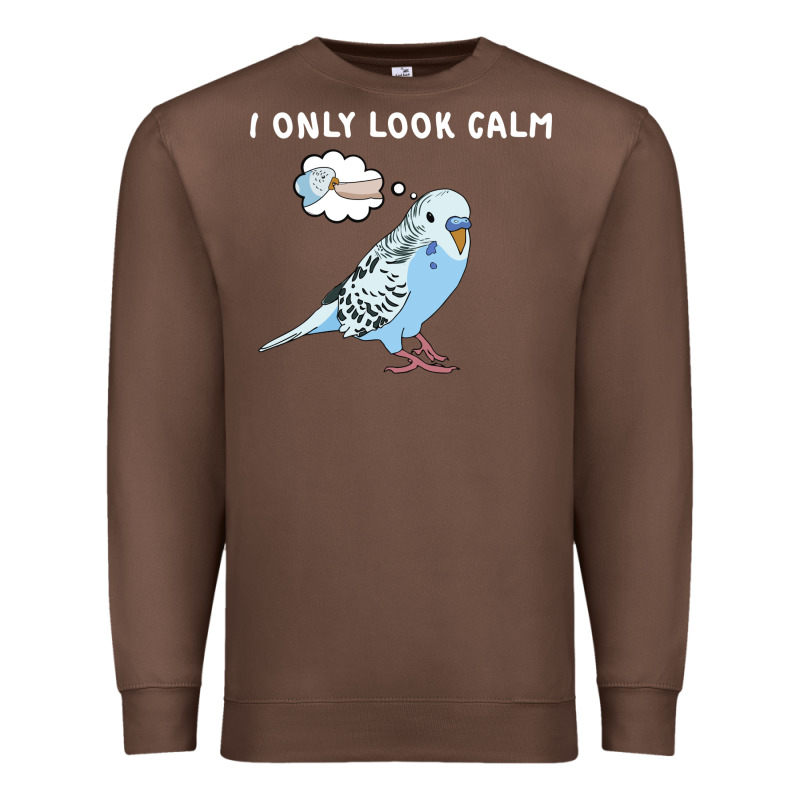 Parakeet Bird Biting Finger Funny I Only Look Calm Premium Sweatshirt by linhVisuals | Teevron