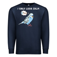 Navy parakeet bird biting finger funny i only look calm Premium Sweatshirt - linhVisuals