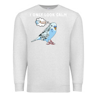Oatmeal Heather parakeet bird biting finger funny i only look calm Premium Sweatshirt - linhVisuals