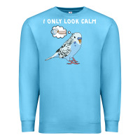 Ocean Blue parakeet bird biting finger funny i only look calm Premium Sweatshirt - linhVisuals