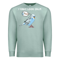 Seafoam parakeet bird biting finger funny i only look calm Premium Sweatshirt - linhVisuals