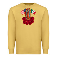 Antique Gold our lady virgen de guadalupe mexican american flag holiday Premium Sweatshirt - linhVisuals