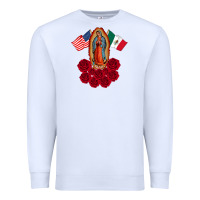 White our lady virgen de guadalupe mexican american flag holiday Premium Sweatshirt - linhVisuals