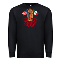 Black our lady virgen de guadalupe mexican american flag holiday Premium Sweatshirt - linhVisuals