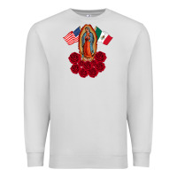 Dove Grey our lady virgen de guadalupe mexican american flag holiday Premium Sweatshirt - linhVisuals
