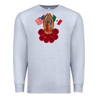Heather Grey our lady virgen de guadalupe mexican american flag holiday Premium Sweatshirt - linhVisuals