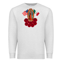Oatmeal Heather our lady virgen de guadalupe mexican american flag holiday Premium Sweatshirt - linhVisuals
