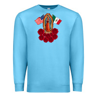 Ocean Blue our lady virgen de guadalupe mexican american flag holiday Premium Sweatshirt - linhVisuals