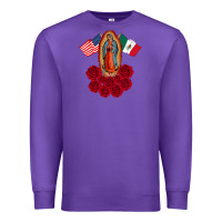 Purple our lady virgen de guadalupe mexican american flag holiday Premium Sweatshirt - linhVisuals