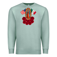Seafoam our lady virgen de guadalupe mexican american flag holiday Premium Sweatshirt - linhVisuals