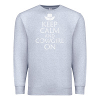 Heather Grey keep calm and cowgirl horse Premium Sweatshirt - linhVisuals