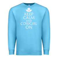 Ocean Blue keep calm and cowgirl horse Premium Sweatshirt - linhVisuals