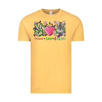 Vintage Mustard peace love easter bunny Vintage Tee - FaDigitalArtStudio