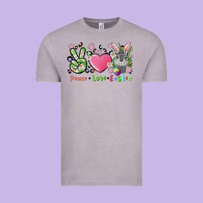 Peace Love Easter Bunny Vintage Tee Designed By Fadigitalartstudio
