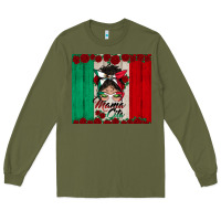Army Green mexican messy bun mamacita Long Sleeve Tee - BundleAndBundleShop