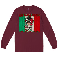 Burgundy mexican messy bun mamacita Long Sleeve Tee - BundleAndBundleShop