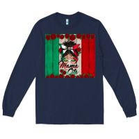 Navy mexican messy bun mamacita Long Sleeve Tee - BundleAndBundleShop