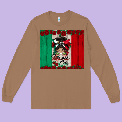 Mexican Messy Bun Mamacita Long Sleeve Tee Designed By Bundleandbundleshop