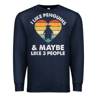 Navy i like penguins and 3 people vintage Premium Sweatshirt - linhVisuals