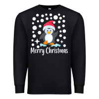 Black penguin merry christmas with snow Premium Sweatshirt - linhVisuals