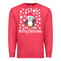 Cardinal penguin merry christmas with snow Premium Sweatshirt - linhVisuals