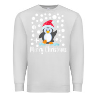 Dove Grey penguin merry christmas with snow Premium Sweatshirt - linhVisuals