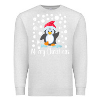 Oatmeal Heather penguin merry christmas with snow Premium Sweatshirt - linhVisuals