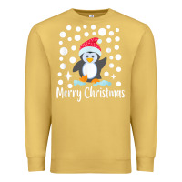 Antique Gold penguin merry christmas with snow Premium Sweatshirt - linhVisuals