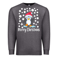 Charcoal Heather penguin merry christmas with snow Premium Sweatshirt - linhVisuals