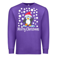 Purple penguin merry christmas with snow Premium Sweatshirt - linhVisuals
