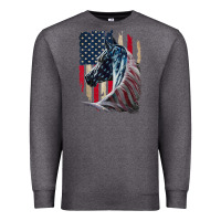 Charcoal Heather patriotic horse american flag   horse vintage Premium Sweatshirt - linhVisuals