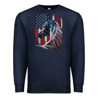 Navy patriotic horse american flag   horse vintage Premium Sweatshirt - linhVisuals