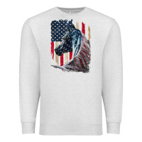 Oatmeal Heather patriotic horse american flag   horse vintage Premium Sweatshirt - linhVisuals