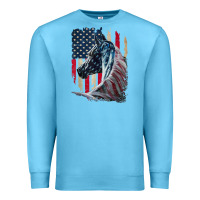 Ocean Blue patriotic horse american flag   horse vintage Premium Sweatshirt - linhVisuals
