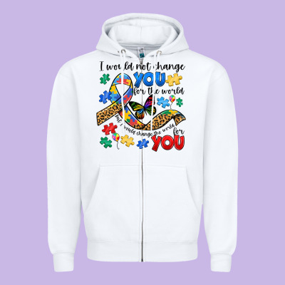 I Would Not Change You Autism Zipper Hoodie Designed By Jahusdesignshop
