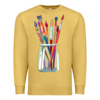 Antique Gold Paint Brushes Premium Sweatshirt - linhVisuals