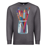 Charcoal Heather Paint Brushes Premium Sweatshirt - linhVisuals