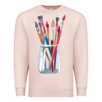 Pale Pink Paint Brushes Premium Sweatshirt - linhVisuals