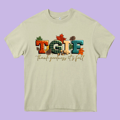 Tgif Thank Goodness Its Fall Heavy Core Tee Designed By Cowgirlartshop