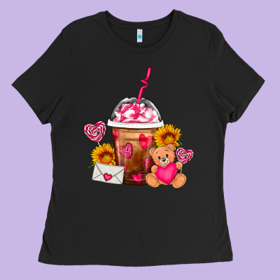 Valentines Day Frappe Coffee Ladies Tee Designed By Fadigitalartstudio